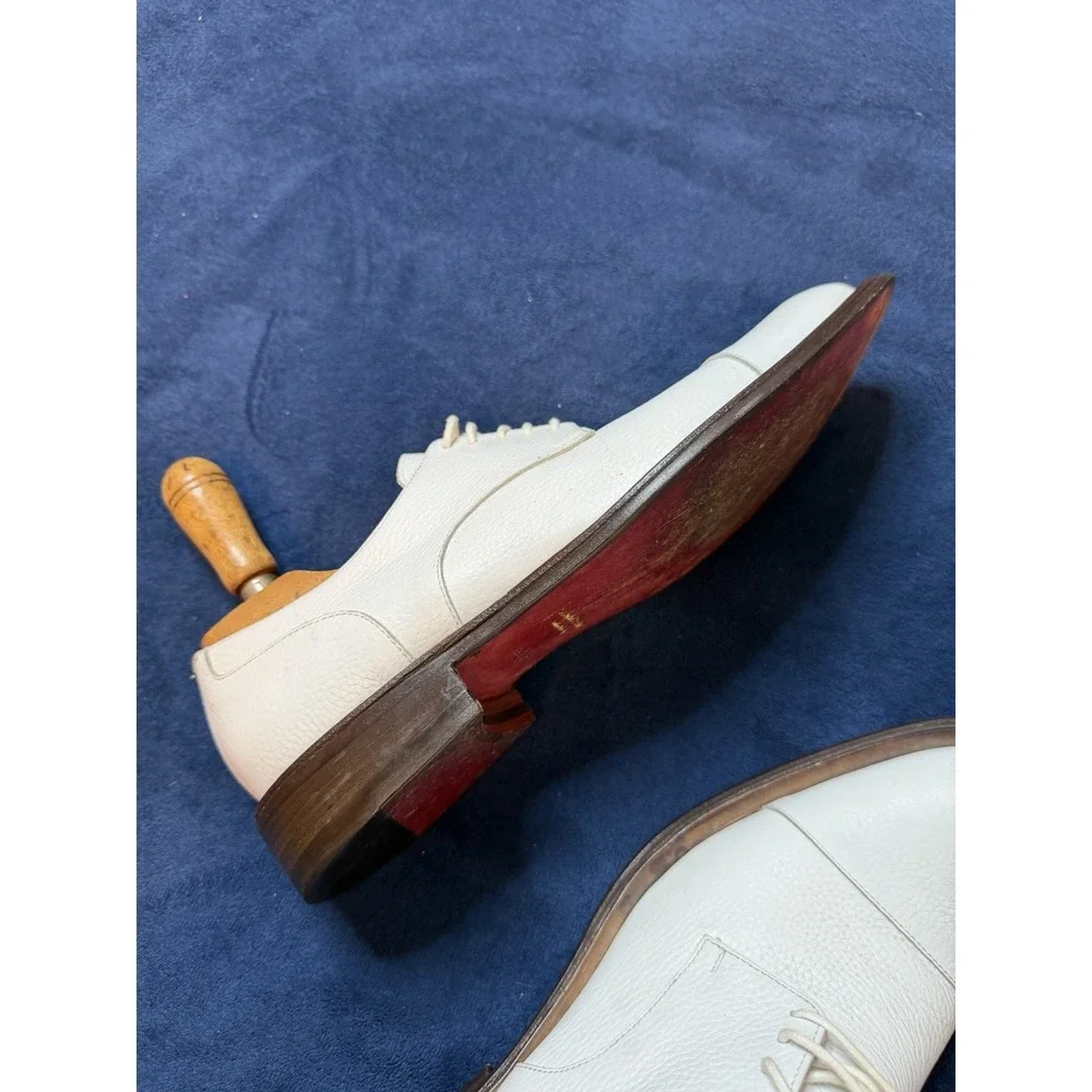Vtg Jean Michael Cazabat White Toe Cap Oxford Dress Shoes Sz 41 EU Red Bottom